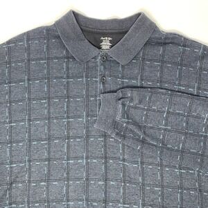 David Taylor Blue Plaid Mens Long Sleeve Pullover Collared Polo Sweater Size XXL